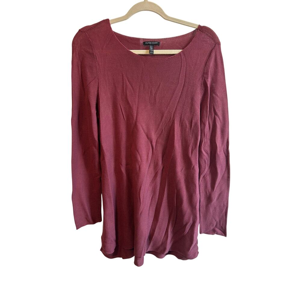 Eileen Fisher Petite Large Fuschia Lightweight Sweater Top Tencel Lyocell